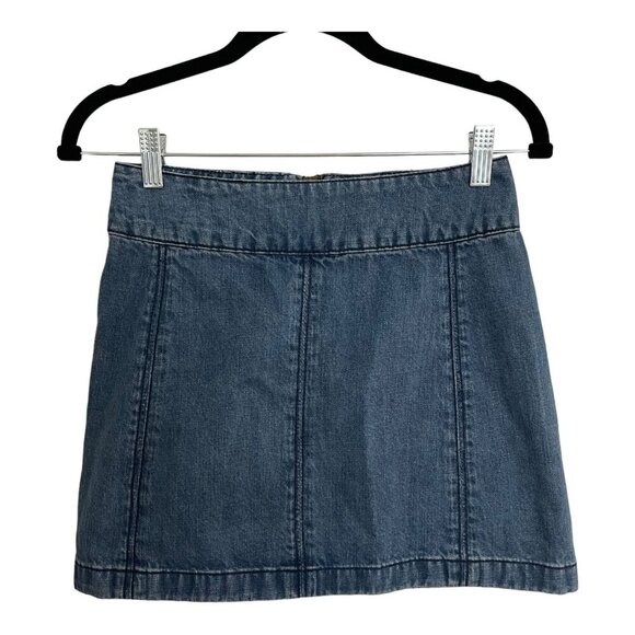 Free People Size 0 Zip to It Denim Mini Jean Skirt Chloe Wash Boho - Picture 8 of 10